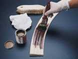 Applying gel stain to stain-grade flexible molding